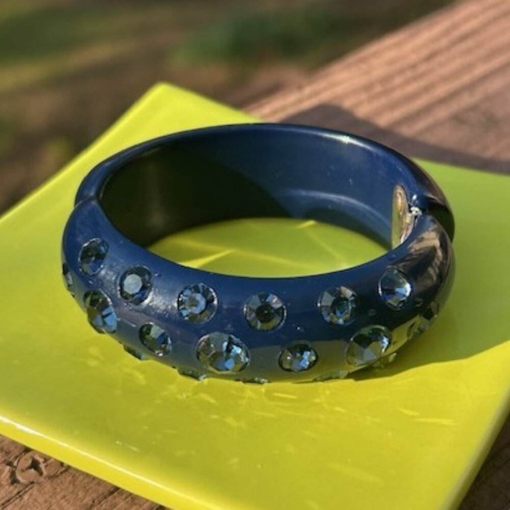 ALBERT WEISS Midnight Blue Rhinestone Clamper BRACELET - Picture 2 of 7